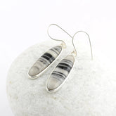 Silver Earrings Dangle-Sterling Silver Drop Earrings,Zebra Jasper Earring, Long Earrings,Oval Cut Dangle Earring,Handmade Christmas Gift